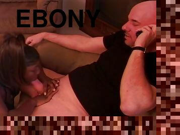 Hot Ebony Babe Sucks And Rides Thick White Cock