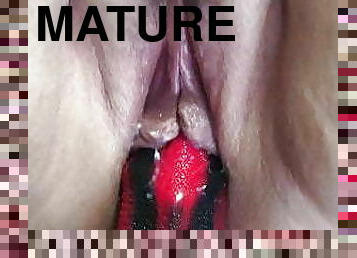 masturbation, fitta-pussy, fru, amatör, mogen, milf, leksak, mamma, dildo, bisexuell