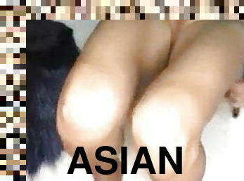 asiatisk, masturbation, hemmagjord, mamma, fingerknull, flickvän, dildo, bisexuell