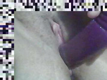 Girlfriend Plays with Purple Dildo