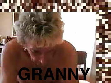 Very old horny granny is riding her young boytoy&rsquo;s cock