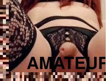 amatör, anal, cumshot, leksak, slyna, underkläder, ritt, dildo, ensam, små-bröst