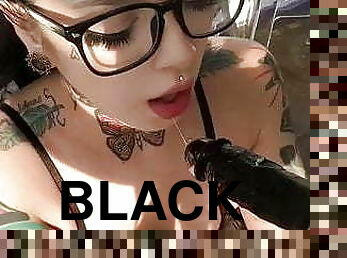 Black dildo blowjob 