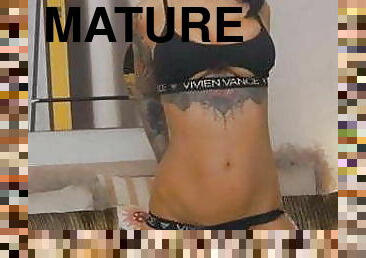 traseiros, teta-grande, cona-pussy, maduro, dedos, natural, morena, tatuagem