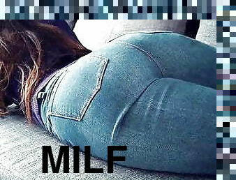 röv, fet, milf, bbw, knubbig, rumpa, amerikansk, jeans