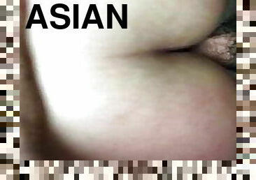 asiatisk, doggy, amatør, anal, hardcore, creampie, bbw, knulling-fucking, rumpe-knulling, røff