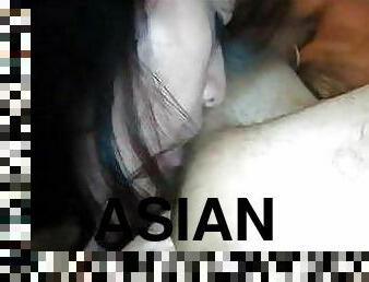 My exposed Asian wife gets her mouth filled