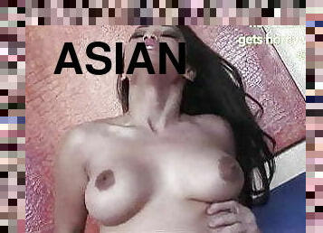 asiatisk, klitta, orgasm, fitta-pussy, cumshot, gigantisk-kuk, kåt, knullande, nylon