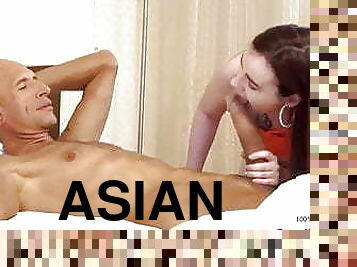 Hot Asian schoolgirl gives peek upskirt