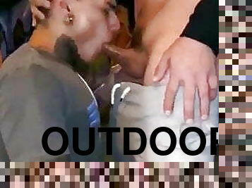 Latino sucks and gets fucked outdoors 