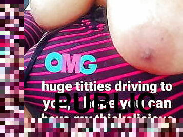 Jellojuggz44f  big titties out bouncing while driving 