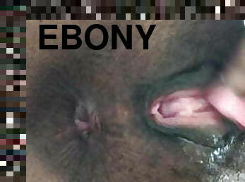 Ebony rubbing her clit with cum contractions at 3.07 