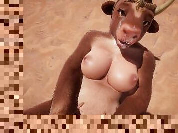 Furry Cowgirl breastfeeding you, boobjob, sex pov, massive tits