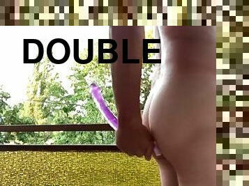 Balcony play 7 - with double dildo