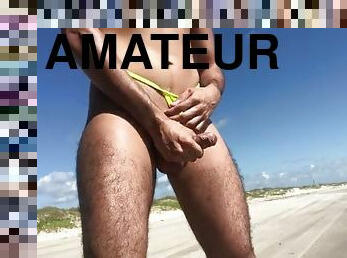 masturbation, utomhus, publik, smal, amatör, gay, latinska, strand, string