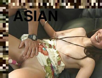 asian cutie loves to drink salty semen