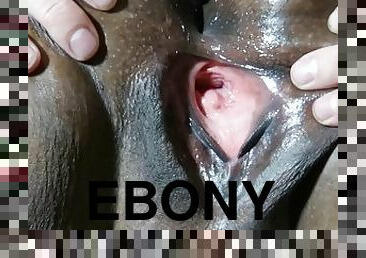 піхва-pussy, чорношкіра-ebony, чорношкіра, мокра, розставлені-ноги