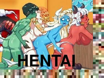 orgie, muschi, lesben, gruppensex, beule, 4etwas, anime, hentai