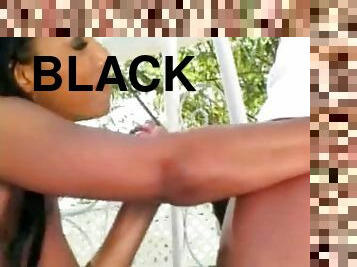 Hot black chick with large tits gets her wet pussy fucked hard