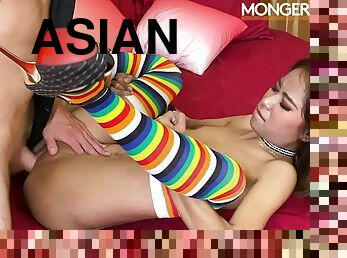 asiatique, gros-nichons, maigre, fellation, thaï, ejaculation, vagin, seins, gros-plan, trou-du-cul