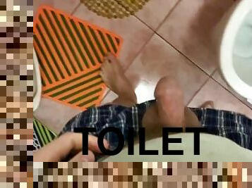 berambut, kencing, umum, homo, toilet, seorang-diri, penis