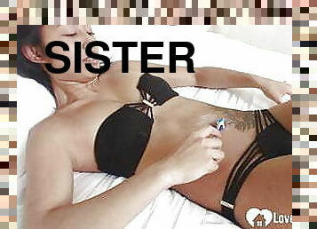 Hot stepsister cleans her belly button