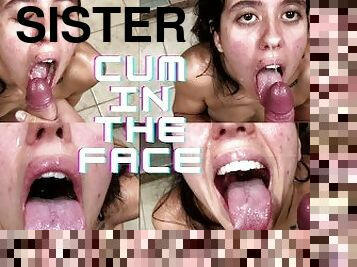 My step-sister always asks for cumshot in the face in the morning