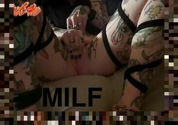 Hot AF MILF in Bondage Masturbates to Lesbian Porn