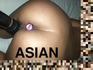 Asian Girl Cum With Toy Before Anal Ride And Creampie
