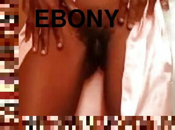 Ebony Strip and Tease Hairy Pussy