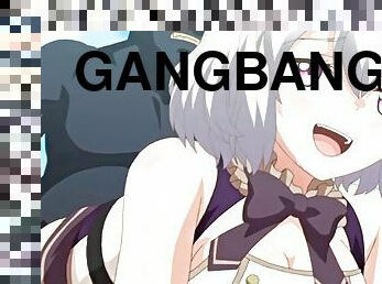 anal, gangbang, wytrysk, seks-grupowy, anime, hentai