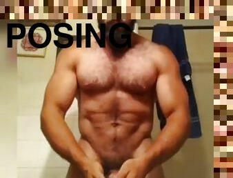 Hot Muscle Daddy Bodybuilder Smoking and Stroking Big Dick