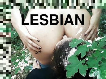 lesbisk, kjæreste-girlfriend, rumpe-butt, skog