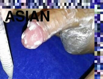 asiatisk, onani, cumshot, handjob, runking, cum, stram, massiv, liten, pikk