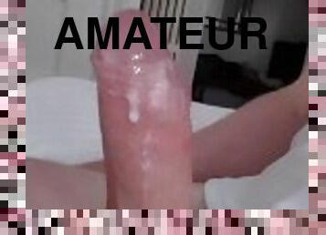 amatør, cumshot, stor-pikk, cum, alene, pikk