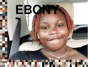 Ebony big titty girl pulls tits out in car