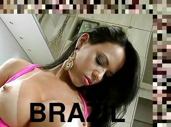 Brazilian babe liandra andrade showing off her tanlined tits