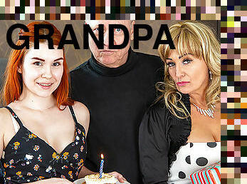 A special threesome surprise for grandpa