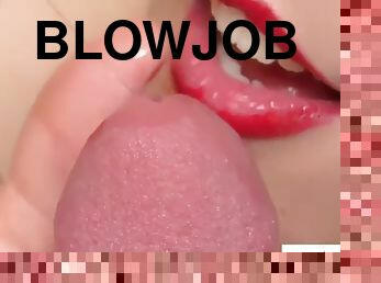 Sensual teasing close up blowjob