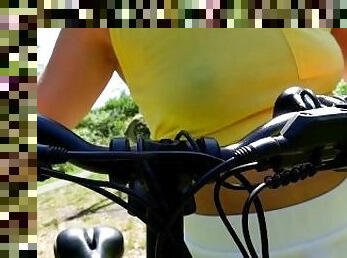 SOLO GIRL OUTDOOR RIDING ON BICYCLE