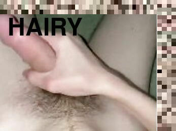 Horny hairy twink jerks big cock