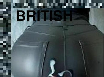My petite British ASS gets covered in cum (ON LOOP) whilst wearing LEATHER PANTS.