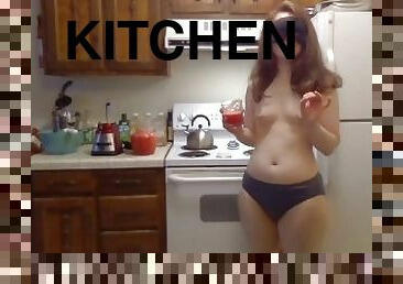 Masked Beauty Wields a Sharp Knife & Drinks a Watermelon! Naked in the Kitchen Episode 32