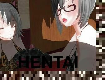 3D HENTAI Neko girlfriends please you in bed