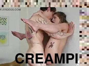 amatør, eldre, interracial, hardcore, creampie, tattoo