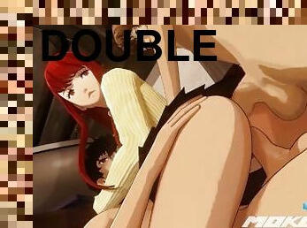 Kasumi Double Penetrated with Gaping (with ASMR sound) 3d animation anime loop hentai Persona 5 gape