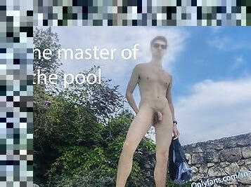 Young Twink Pool Boy Enjoys His Job And Jerks His Huge Uncut Cock By The Pool