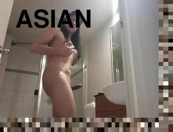 solo asian trans anairb enjoying her masturbating while doing sexy dance in the toilet