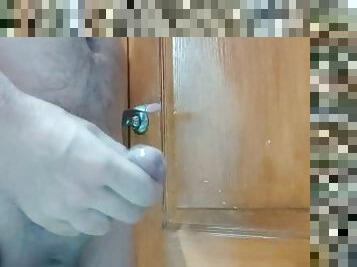 Close up handjob in bathroom