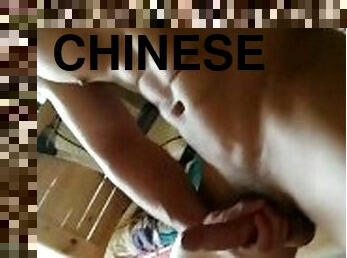 Chinese Hunk DIY and Cum on the wall